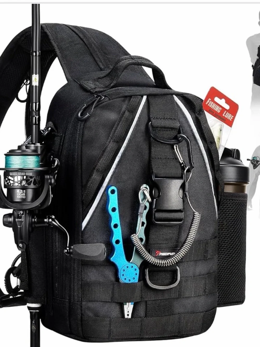 Black Tactical Fishing Sling Bag